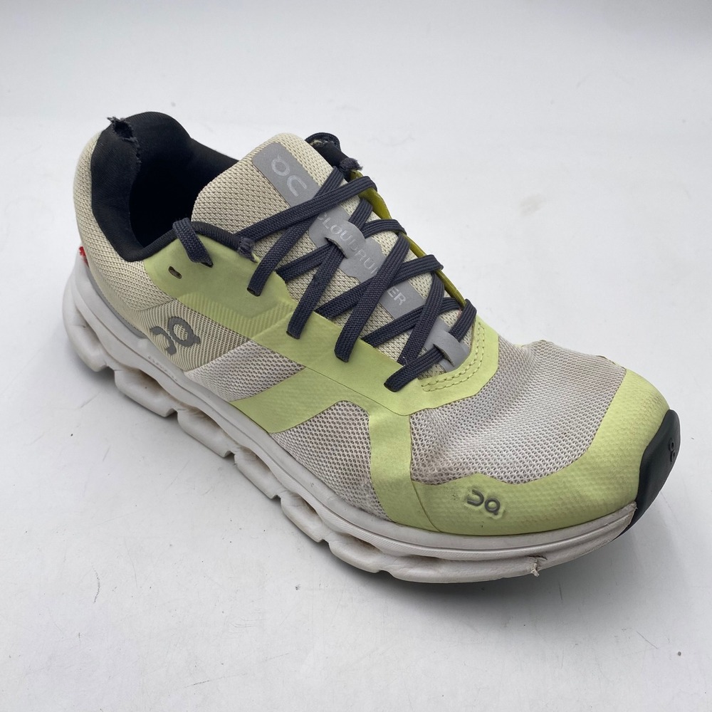 On Cloudrunner Running Shoes Women 8 Lime Green Grey Mesh CloudTec WEAR SEE PICS